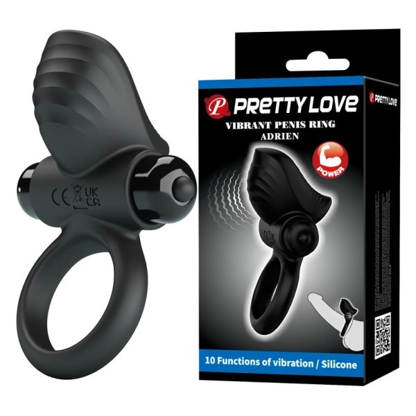 PRETTY LOVE - ADRIEN ANELLO VIBRANTE PER PENE 10 FUNZIONI NERO