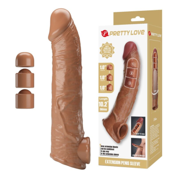 PRETTY LOVE - ADJUSTABLE PENIS EXTENSION SLEEVE 26 CM Ø 4 CM NATURAL