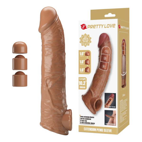 PRETTY LOVE - MANICOTTO REGOLABILE PER ALLUNGAMENTO DEL PENE 26 CM Ø 4 CM NATURALE