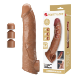PRETTY LOVE - MANICOTTO REGOLABILE PER ALLUNGAMENTO DEL PENE 26 CM Ø 4 CM MARRONE