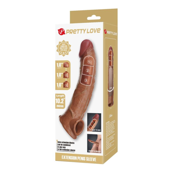 PRETTY LOVE - MANICOTTO REGOLABILE PER ALLUNGAMENTO DEL PENE 26 CM Ø 4 CM NATURALE