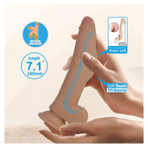 PRETTY LOVE - ELLCUMENT REALISTIC FLEXIBLE DILDO 18 CM Ø 4.5 CM TPE NATURAL