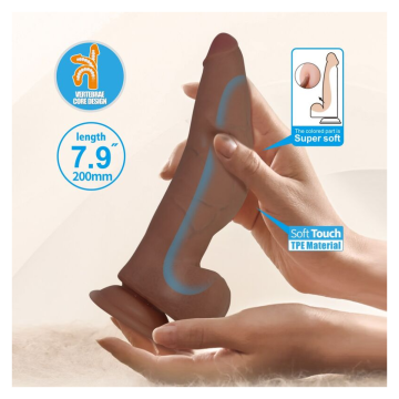 PRETTY LOVE - CUTHBERT REALISTISCHER FLEXIBLER DILDO 20 CM Ø 5 CM TPE BRAUN