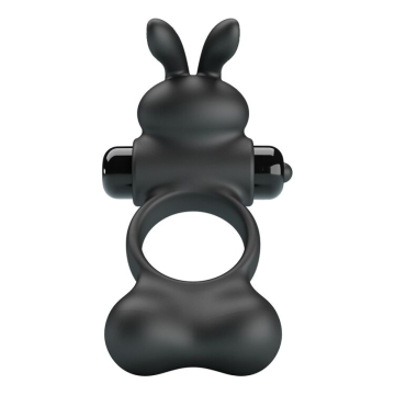 PRETTY LOVE - VIBRATING PENIS RING WITH BUNNY STIMULATOR 10 FUNCTIONS BLACK