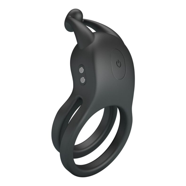 PRETTY LOVE - ANNEAU PÉNIS DOUBLE VIBRANT RECHARGEABLE GOODWIN NOIR