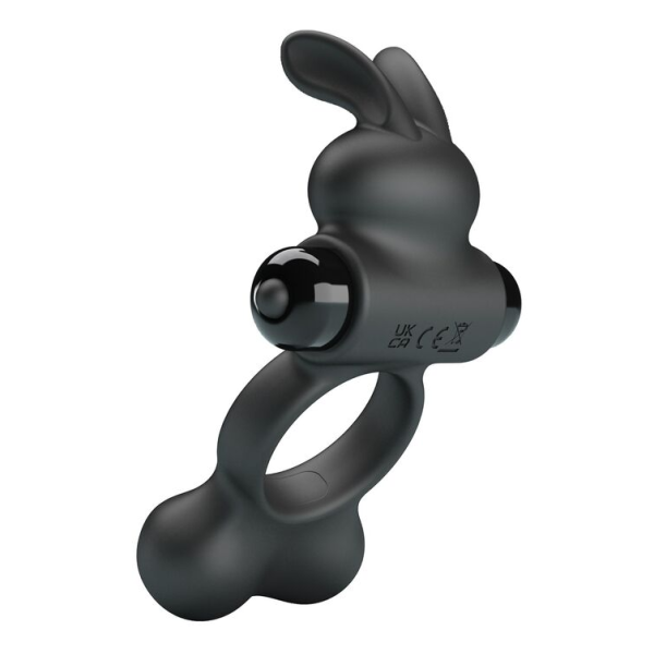 PRETTY LOVE - VIBRATING PENIS RING WITH BUNNY STIMULATOR 10 FUNCTIONS BLACK