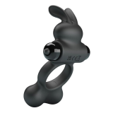 PRETTY LOVE - VIBRATING PENIS RING WITH BUNNY STIMULATOR 10 FUNCTIONS BLACK