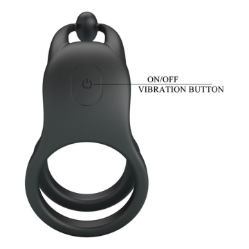 PRETTY LOVE - GOODWIN RECHARGEABLE DOUBLE VIBRATING COCK RING BLACK