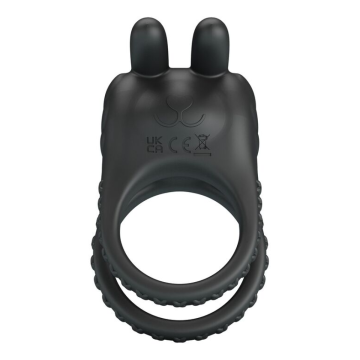 PRETTY LOVE - ANELLO VIBRANTE RICARICABILE PER PENE SINI, 10 FUNZIONI, NERO