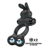 PRETTY LOVE – VIBRIERENDER PENISRING MIT HASE-STIMULATOR, 10 FUNKTIONEN, SCHWARZ