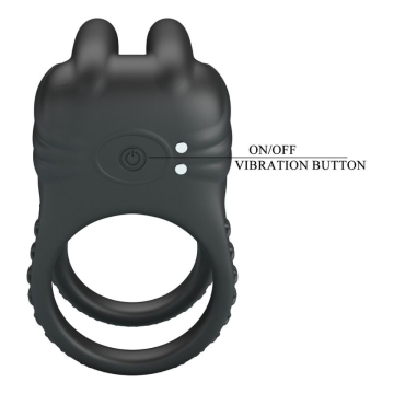 PRETTY LOVE - SINI ANNEAU PÉNIS VIBRANT RECHARGEABLE 10 FONCTIONS NOIR