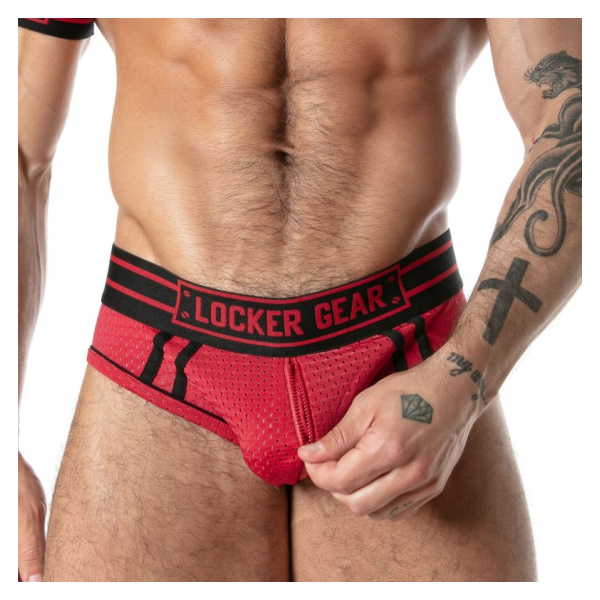 LOCKER GEAR - SLIP SPORTIVO IN RETE ROSSO TAGLIA M