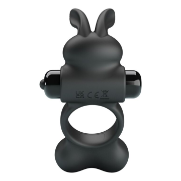 PRETTY LOVE – VIBRIERENDER PENISRING MIT HASE-STIMULATOR, 10 FUNKTIONEN, SCHWARZ