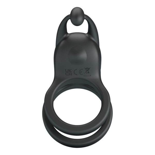 PRETTY LOVE - GOODWIN RECHARGEABLE DOUBLE VIBRATING COCK RING BLACK
