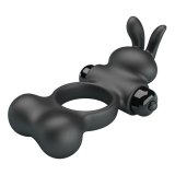 PRETTY LOVE – VIBRIERENDER PENISRING MIT HASE-STIMULATOR, 10 FUNKTIONEN, SCHWARZ