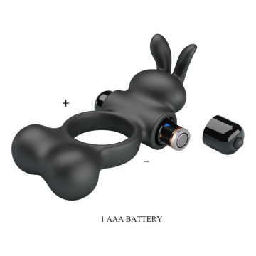 PRETTY LOVE – VIBRIERENDER PENISRING MIT HASE-STIMULATOR, 10 FUNKTIONEN, SCHWARZ