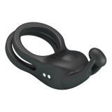 PRETTY LOVE - GOODWIN RECHARGEABLE DOUBLE VIBRATING COCK RING BLACK