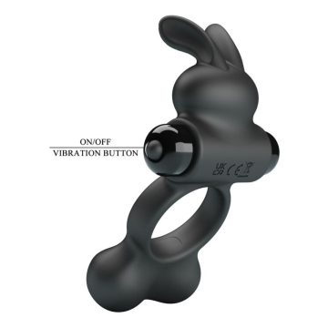 PRETTY LOVE – VIBRIERENDER PENISRING MIT HASE-STIMULATOR, 10 FUNKTIONEN, SCHWARZ