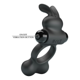 PRETTY LOVE – VIBRIERENDER PENISRING MIT HASE-STIMULATOR, 10 FUNKTIONEN, SCHWARZ