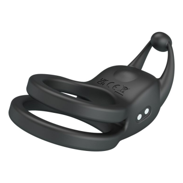 PRETTY LOVE - ANNEAU PÉNIS DOUBLE VIBRANT RECHARGEABLE GOODWIN NOIR