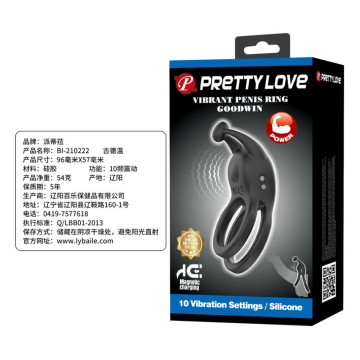 PRETTY LOVE – GOODWIN WIEDERAUFLADBARER DOPPELVIBRIERENDER PENNISRING, SCHWARZ