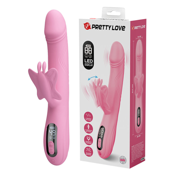 PRETTY LOVE - VIBRATORE BELLA RABBIT CON STIMOLAZIONE A FARFALLA E LED ROSA
