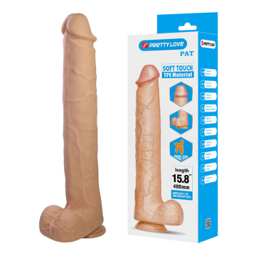 PRETTY LOVE - PAT FLEXIBLE REALISTIC DILDO WITH SUCTION CUP FLESH 40 CM -Ø- 6 CM