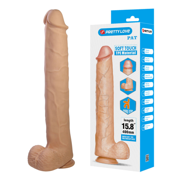 PRETTY LOVE - PAT FLEXIBLER REALISTISCHER DILDO MIT SAUGNAPF 40 CM -Ø- 6 CM