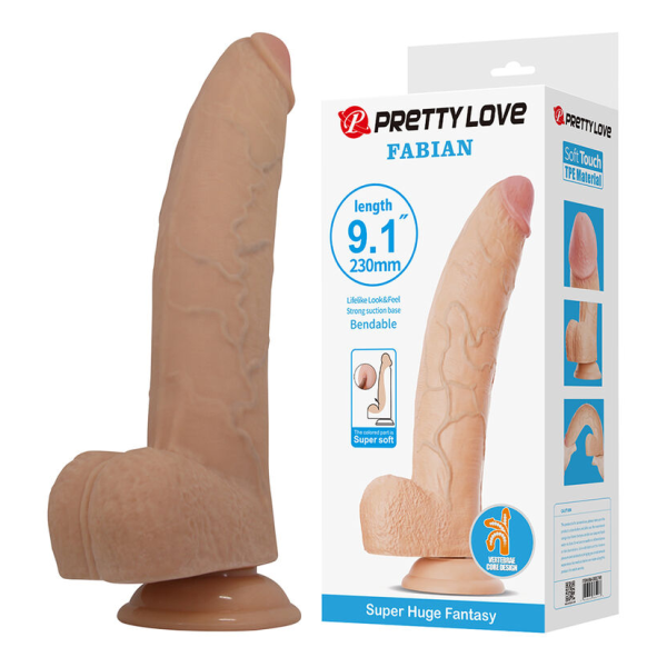 PRETTY LOVE - FABIAN FLEXIBLE DILDO WITH SUCTION CUP FLESH
