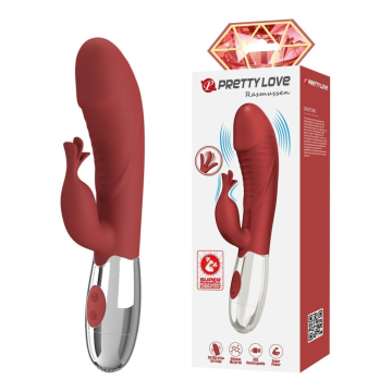 PRETTY LOVE - ROSEWOOD RABBIT VIBRATOR 30 FUNCTIONS USB RECHARGEABLE RED