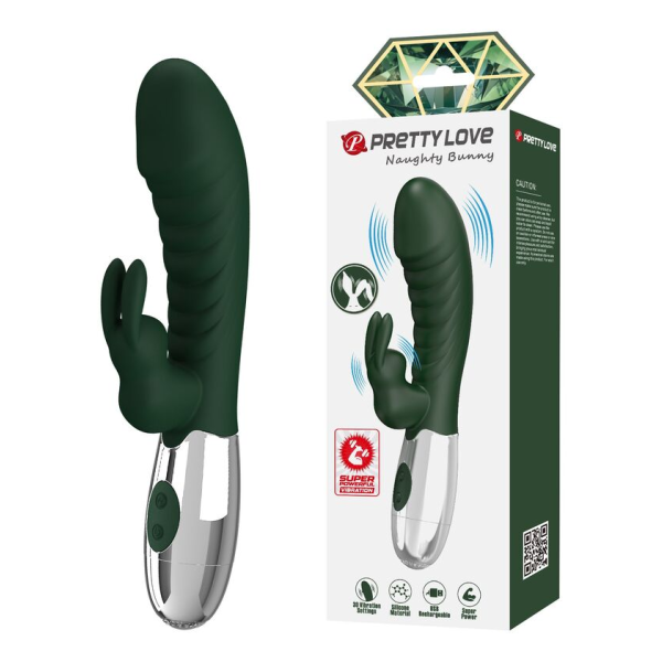 PRETTY LOVE - VIBRATEUR LAPIN COQUIN 30 FONCTIONS RECHARGEABLE USB VERT