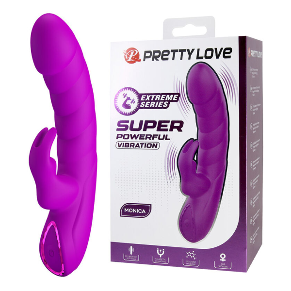 PRETTY LOVE - MONICA WIEDERAUFLADBARER DOPPEL-STIMULATIONSVIBRATOR FÜR G-PUNKT UND KLITORIS, LILA
