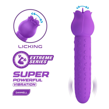 PRETTY LOVE - VIBRATORE RICARICABILE DANNELL PER STIMOLAZIONE ORALE E CLITORIDEA, VIOLA