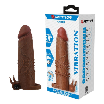 PRETTY LOVE - QUILLON VIBRATING PENIS SLEEVE 20 CM Ø 4 CM BROWN
