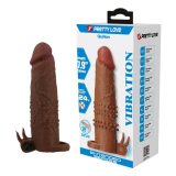 PRETTY LOVE - QUILLON VIBRATING PENIS SLEEVE 20 CM Ø 4 CM BROWN