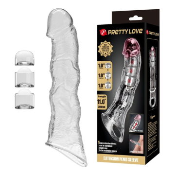 PRETTY LOVE - ADJUSTABLE PENIS EXTENSION SLEEVE 28 CM Ø 4.5 CM TRANSPARENT