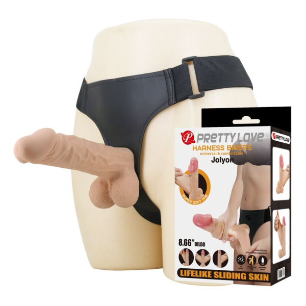 PRETTY LOVE - JOLYON HARNESS WITH FLEXIBLE DILDO 22 CM Ø 4.8 CM NATURAL