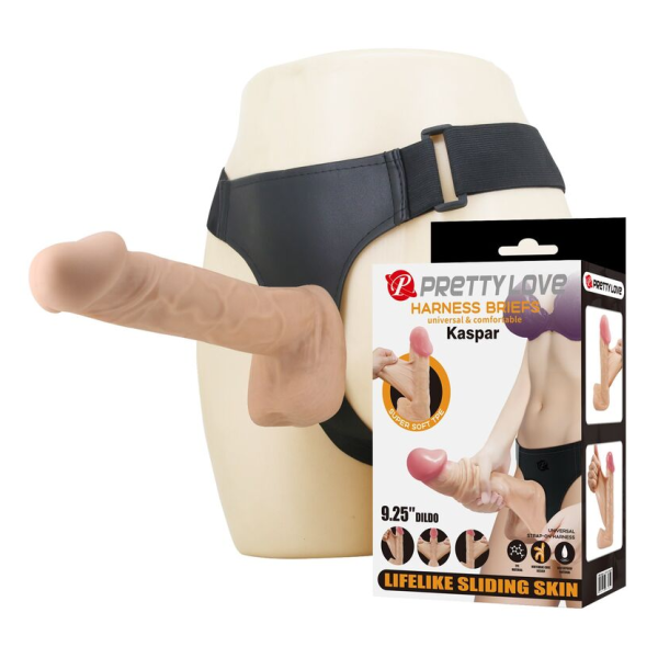 PRETTY LOVE - IMBRACATURA KASPAR CON DILDO FLESSIBILE 21 CM Ø 5 CM NATURALE