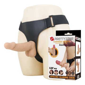PRETTY LOVE - HARNAIS ZANE AVEC GODEMICHET FLEXIBLE 17 CM Ø 4,3 CM NATUREL