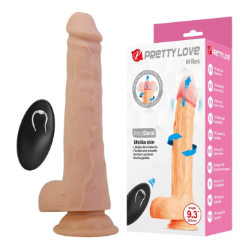 PRETTY LOVE - MILES THRUSTING & ROTATING VIBRATING DILDO REMOTE CONTROL 23.5 CM Ø 4.8 CM NATURAL