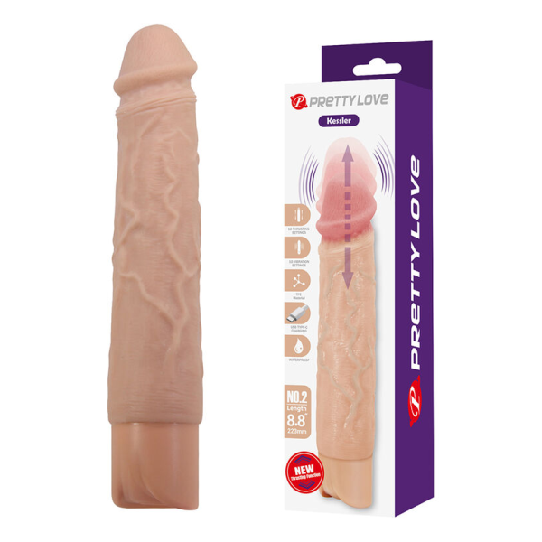 PRETTY LOVE - KESSLER REALISTIC VIBRATING DILDO WITH 10 VIBRATION MODES AND 10 THROWS, 22 CM NATURAL