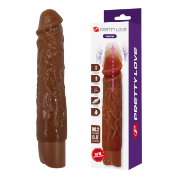 PRETTY LOVE - KESSLER REALISTIC VIBRATING DILDO WITH 10 VIBRATION MODES AND 10 THROWS, 22 CM, BROWN