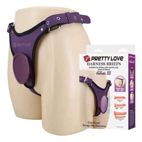 PRETTY LOVE - UNIVERSAL STRAP-ON HARNESS BRIEFS PURPLE AND BLACK