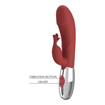 PRETTY LOVE – ROSENHOLZ-HASE-VIBRATOR MIT 30 FUNKTIONEN, USB-AUFLADBAR, ROT