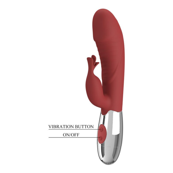 PRETTY LOVE - ROSEWOOD RABBIT VIBRATOR 30 FUNCTIONS USB RECHARGEABLE RED
