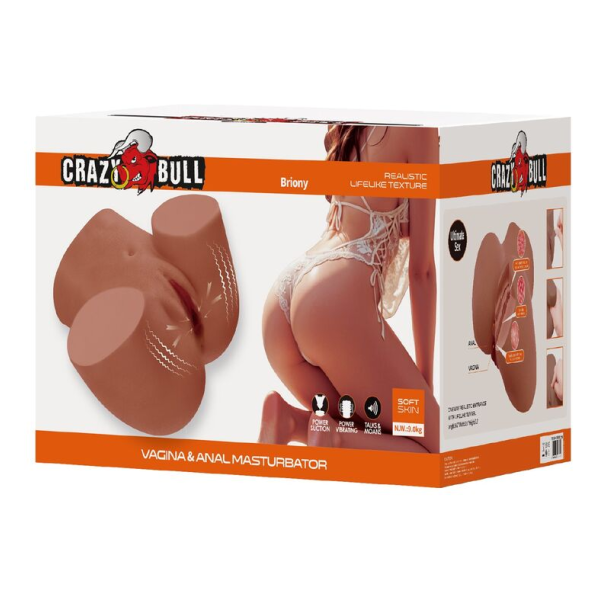 CRAZY BULL - REALISTIC FEMALE TORSO MASTURBATOR DUAL ENTRY WITH VIBRATION AND SUCTION NATURAL COLOR