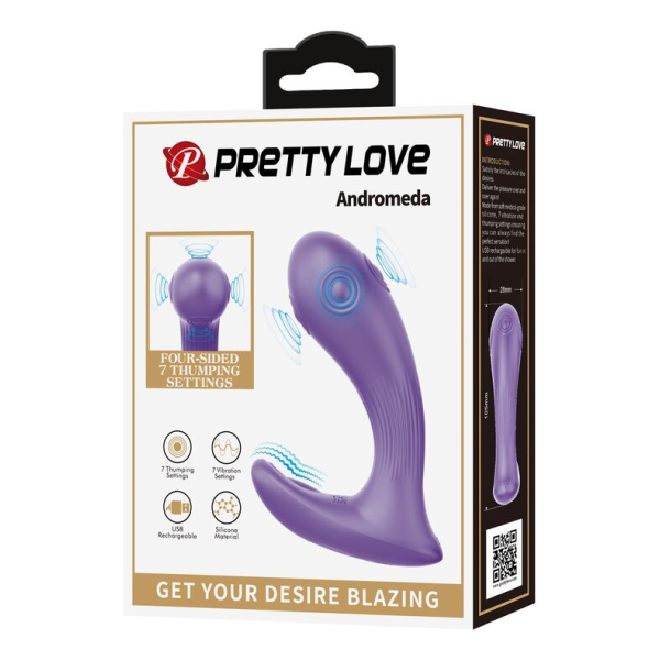 PRETTY LOVE - ANDROMEDA RECHARGEABLE DUAL STIMULATION VIBRATOR PURPLE