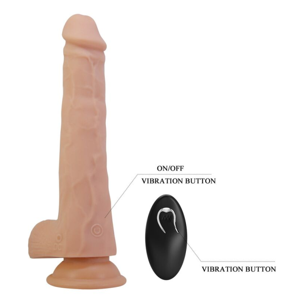 PRETTY LOVE - DILDO VIBRANTE ROTANTE E SPINTA MILES CON TELECOMANDO 23,5 CM Ø 4,8 CM NATURALE