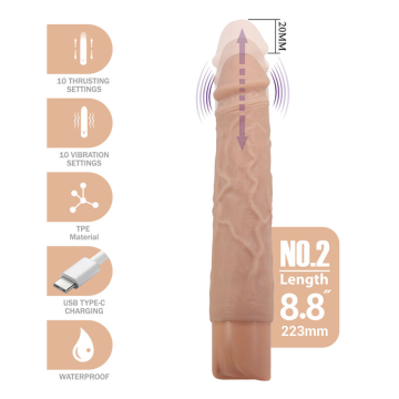 PRETTY LOVE - KESSLER REALISTISCHER VIBRATIONSDILDO MIT 10 VIBRATIONSMODI UND 10 STÖSSEN, 22 CM NATÜRLICH