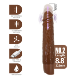 PRETTY LOVE - KESSLER REALISTIC VIBRATING DILDO WITH 10 VIBRATION MODES AND 10 THROWS, 22 CM, BROWN